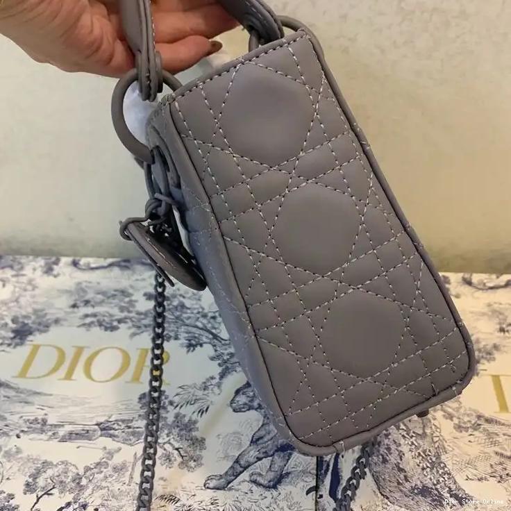 Cheap Cannage Mini Grey Ultramatte Bag Lady Dior Calfskin 0407 Hot Sale